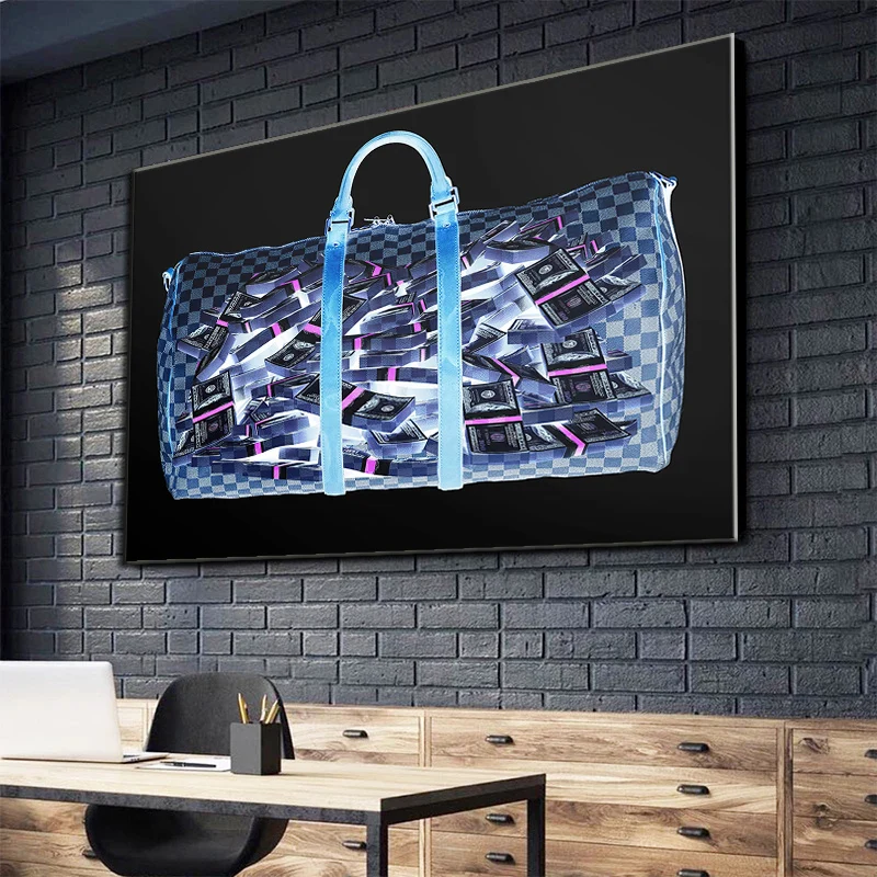 

Inspirational Dollar Painting Printed Canvas Wall Art Pictures Modern Money Bag Poster For Living Room Artwork Home Decoration