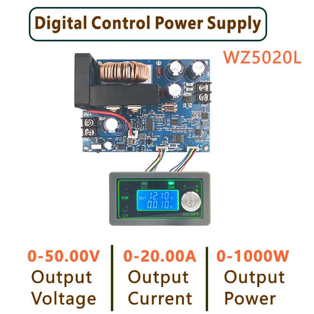 

WZ5020L WZ5012L DC DC Buck Converter CC CV Step-down Power Module 50V 20A 1000W Adjustable Voltage Regulated Power Supply