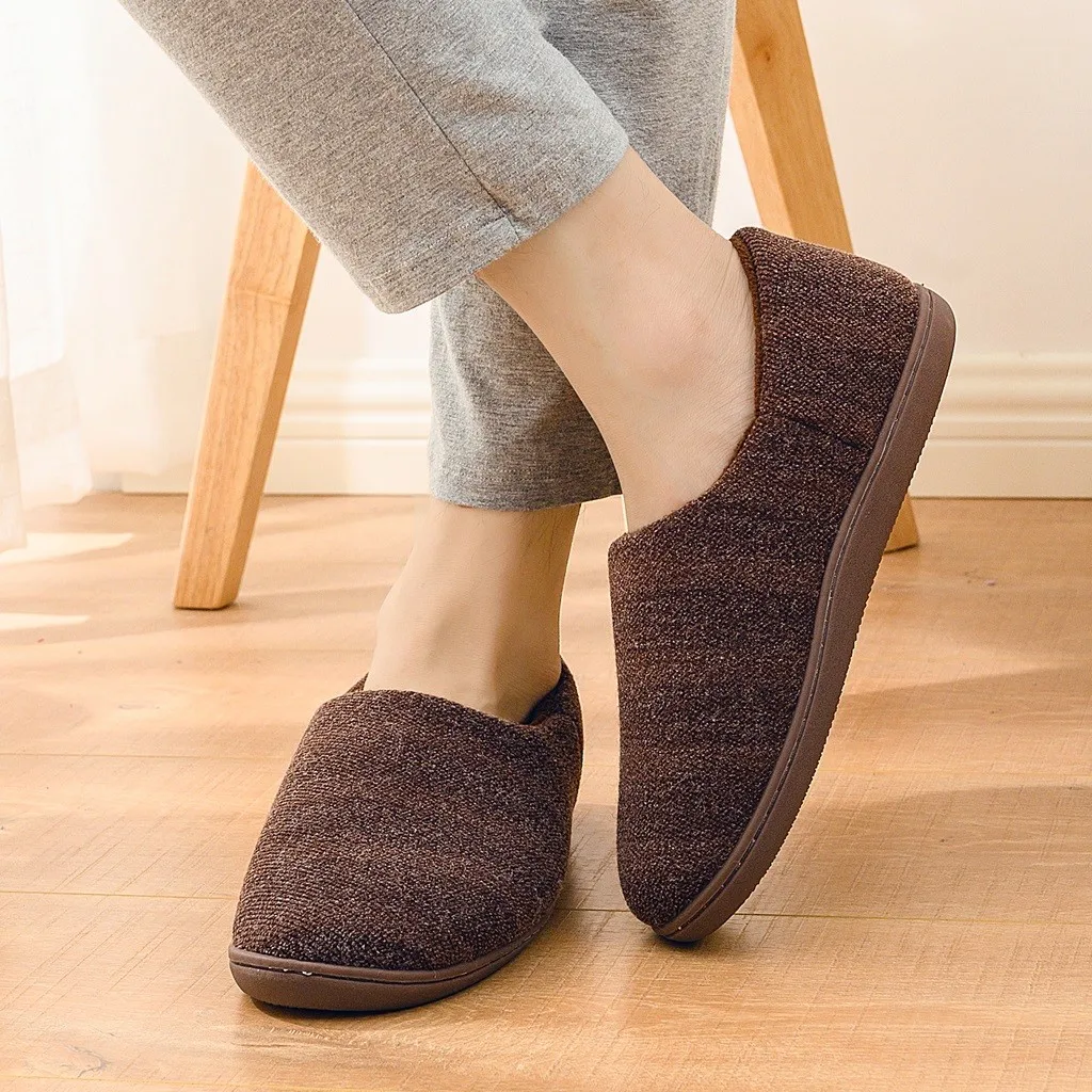 Обувь мужские тапочки Простые лаконичные домашние из хлопка Зимние удобные