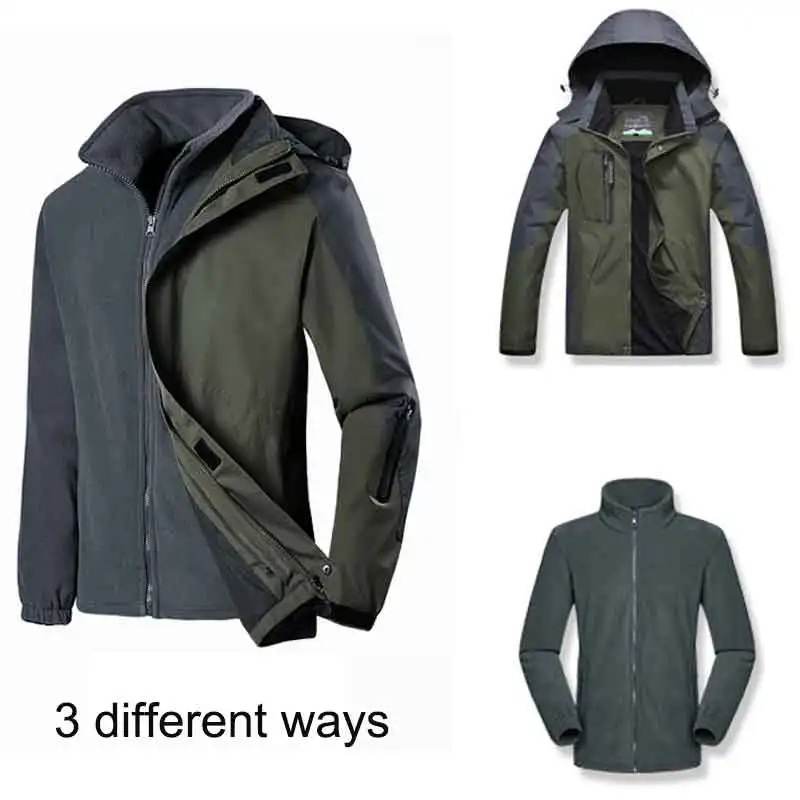 

2pcs Outdoor Coat Fleece Insides Hiking Jackets Fishing Skiing Cycling Water-proof Chaqueta Men Women Winter Biker's Windbreaker