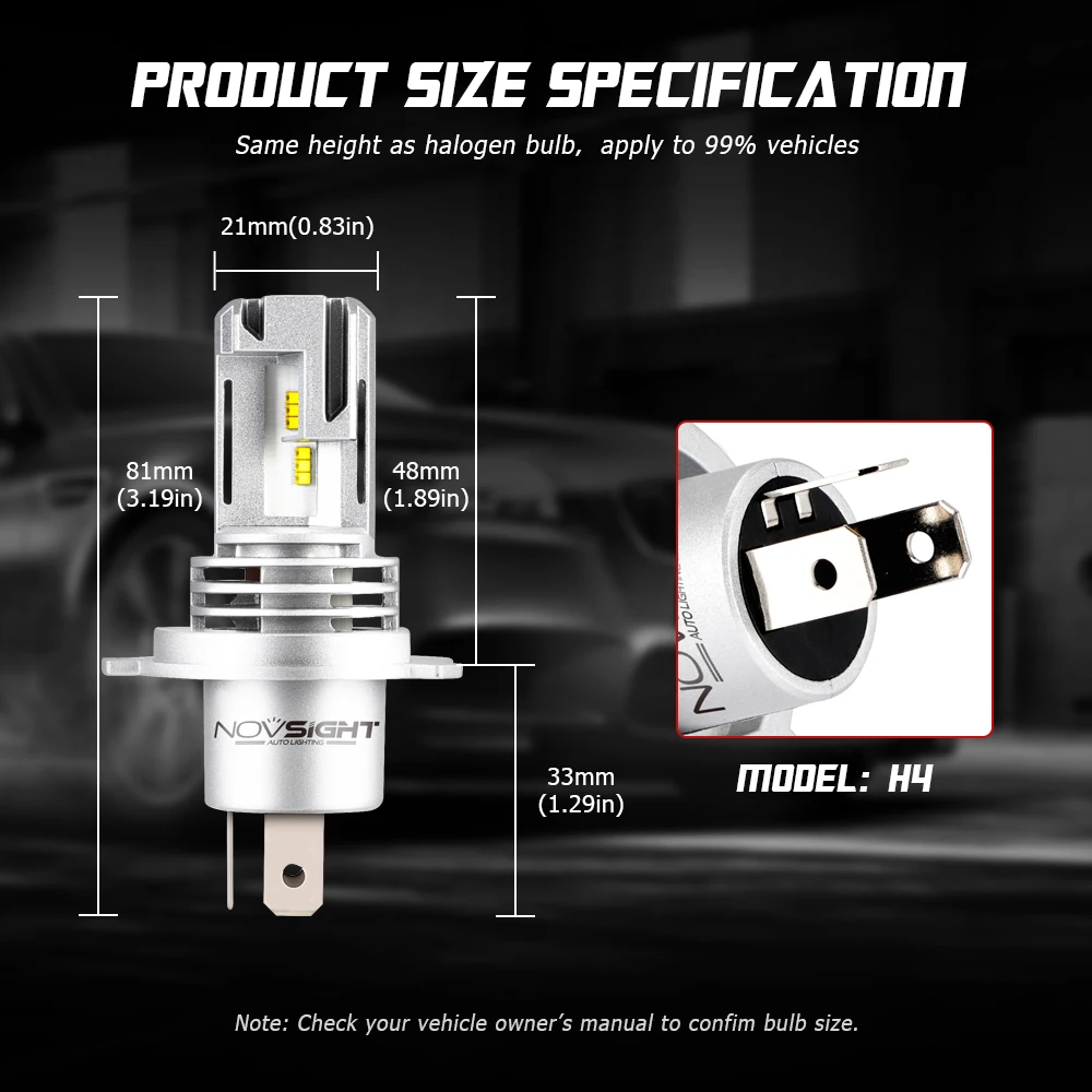 Novsight 2 шт. H4/H5/H7/9005/9006 55 Вт Автомобильный светодиодный Сменные лампы фар комплект ZES