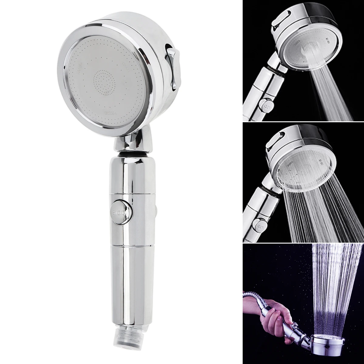 

360 Вращающаяся душевая головка Регулируемая 3 распылительная установка ручное сохранение с функцией экономии воды под высоким давлением дл...