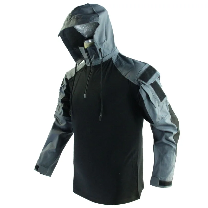 Съемная шапка черный серый цвет сочетающийся с длинным рукавом тактическая