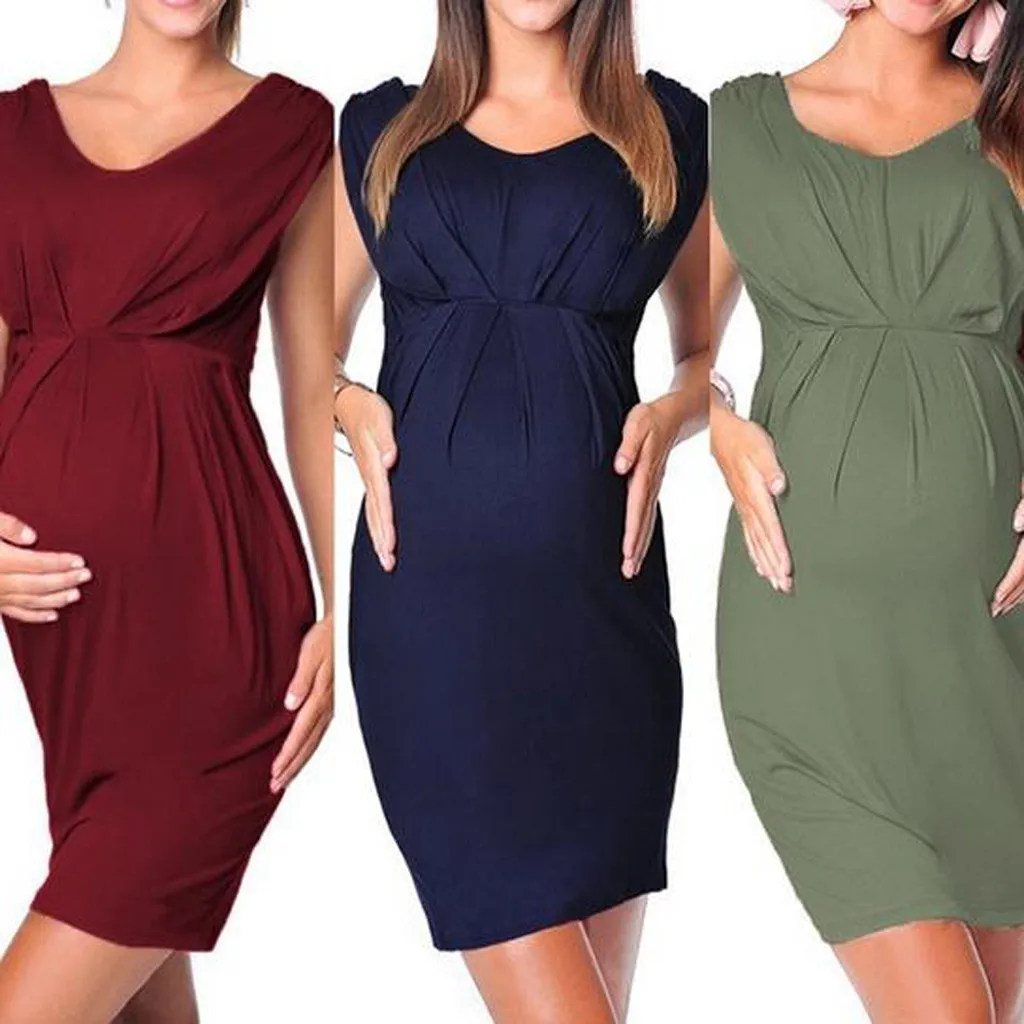 

2021 New Summer Fashion Maternity Clothes Pregnant Women Sleeveless Bodycon Dress Sexy Solid Dress Vestido maternidad Dropship