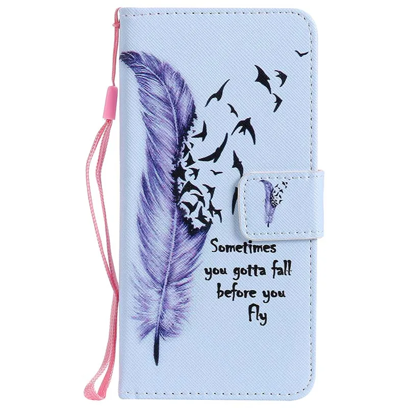 Feather B128 кожаный чехол для Huawei P8 Lite P9 P10 P20 P30 Pro Коврики 9 10 20 X Honor 9 Lite подставка Funda с держатель для карт - Цвет: Feather