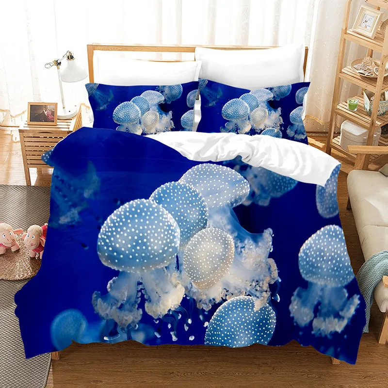 

Marine life jellyfish 2/3 piece bedding set microfiber bedroom comforter set