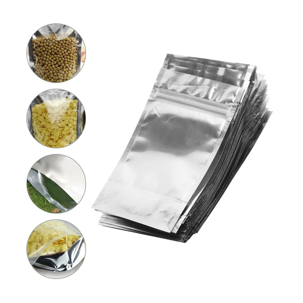 

100pcs/pack Aluminum Foil Zip Lock Bags Self-sealing Food Storage Bag Reclosable Candy Pouch Packaging Supplies Home & Kitchen