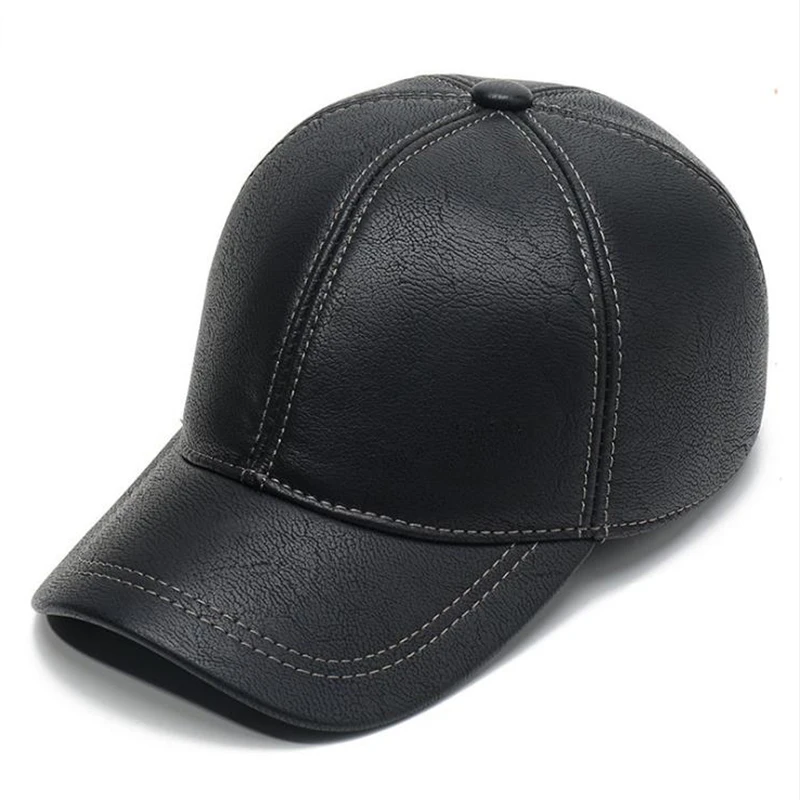 Мужская зимняя бейсболка из искусственной кожи шапка для взрослых теплая защиты