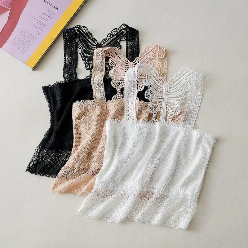 Женские майки модные летние кружевные эластичные с бабочками повседневные