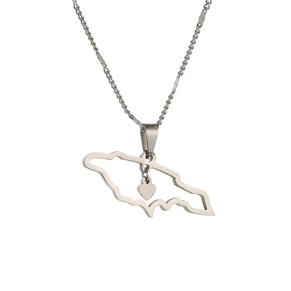 Медальоны с картой милый кулон сердце ямайская карта серебряные ювелирные