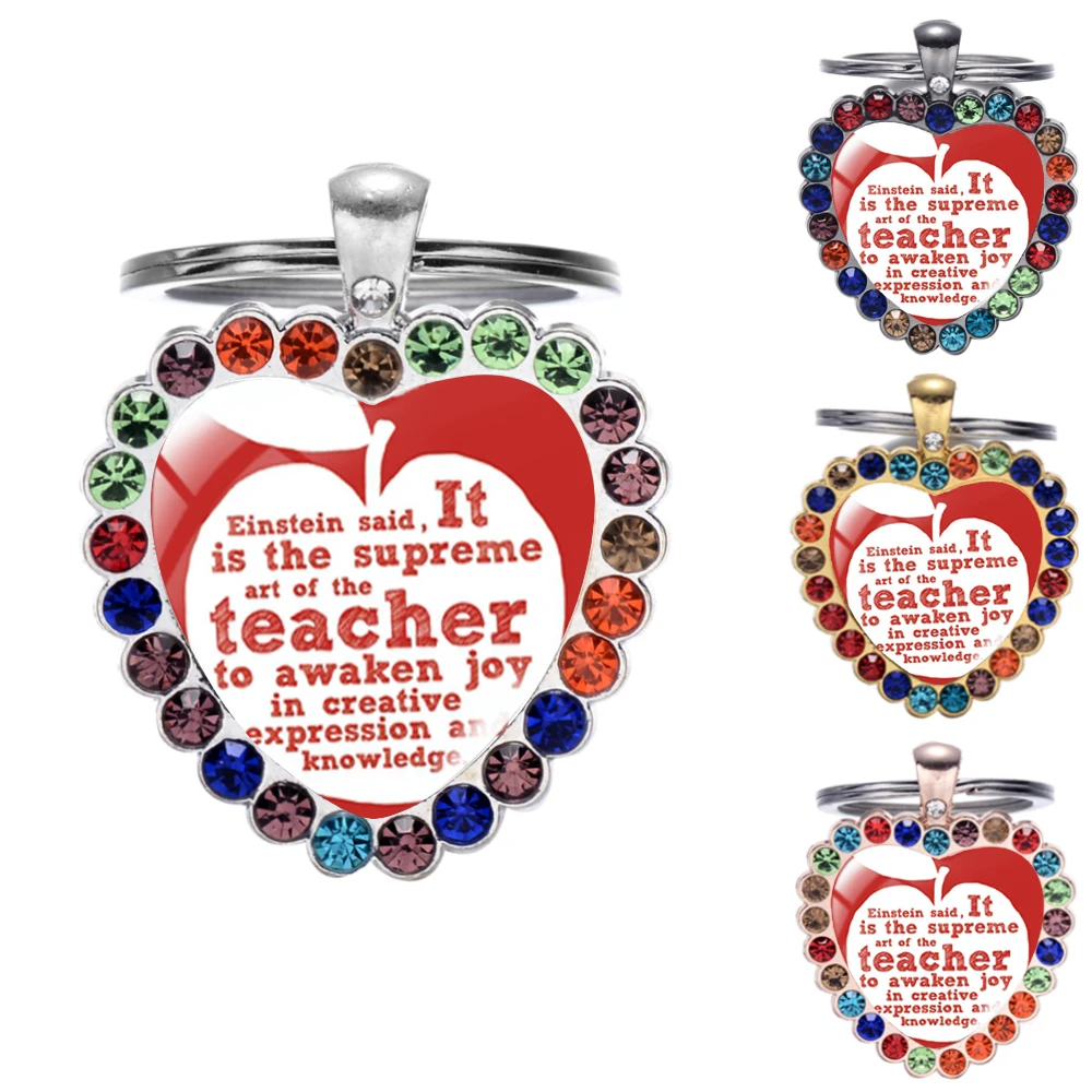 Брелок стразы из стекла с кабошоном в виде капли воды цитатами учителя