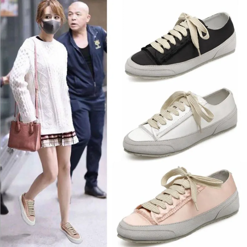 

2021 spring and summer new flat shoes board shoes small white shoes casual women's shoes comfortable silk satin shoes flat shoes