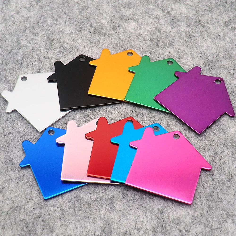 Wholesale 100Pcs Aluminum Plate House Personalized Pet Collar ID Tags For Dog Cat Name Collars Nameplate | Дом и сад
