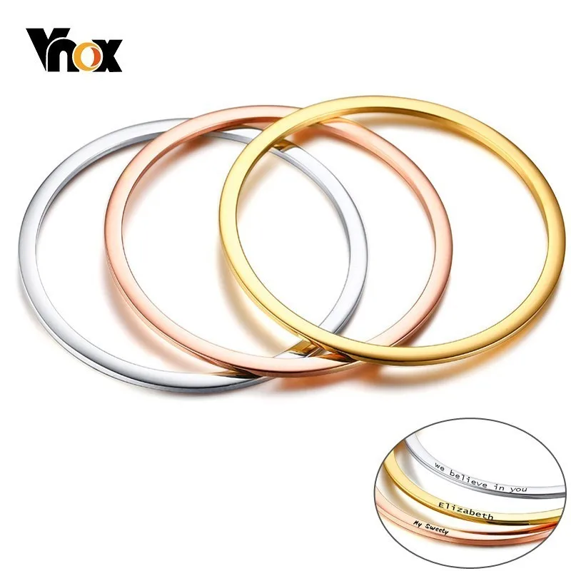 Женский Браслет манжета VNOX браслет из нержавеющей стали с гравировкой три