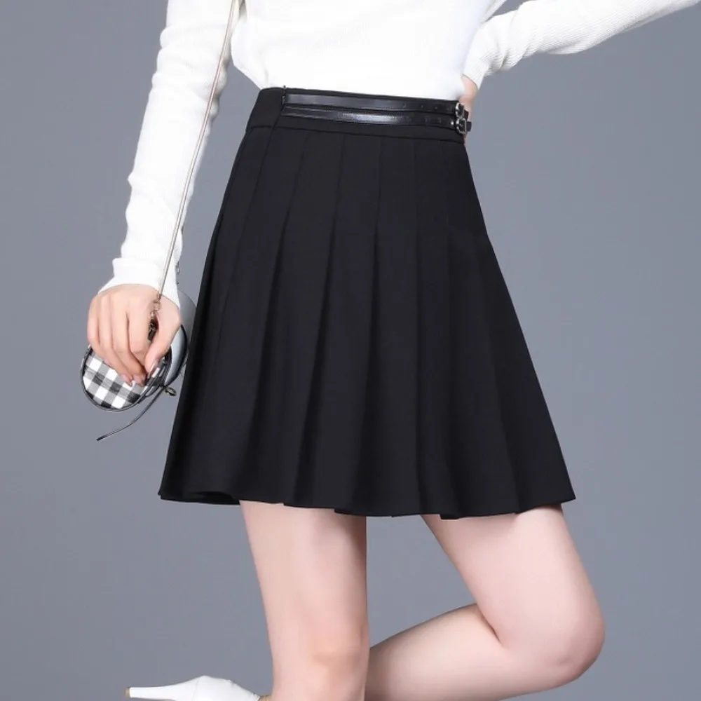 

New Winter Sweet Falbala Knit Pleated Skirt Of Tall Waist Round Collar Top Sweater Short Skirt Women 2 Pcs Clothing Set Outfit