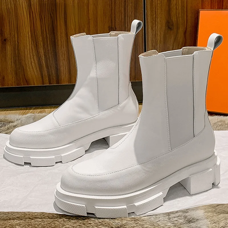 

2021 New Ins Women Ankle Boots Fashion Platform Warm Fur High Heel Winter Shoes Soft Leather Woman Casual Footwear Size 35-40