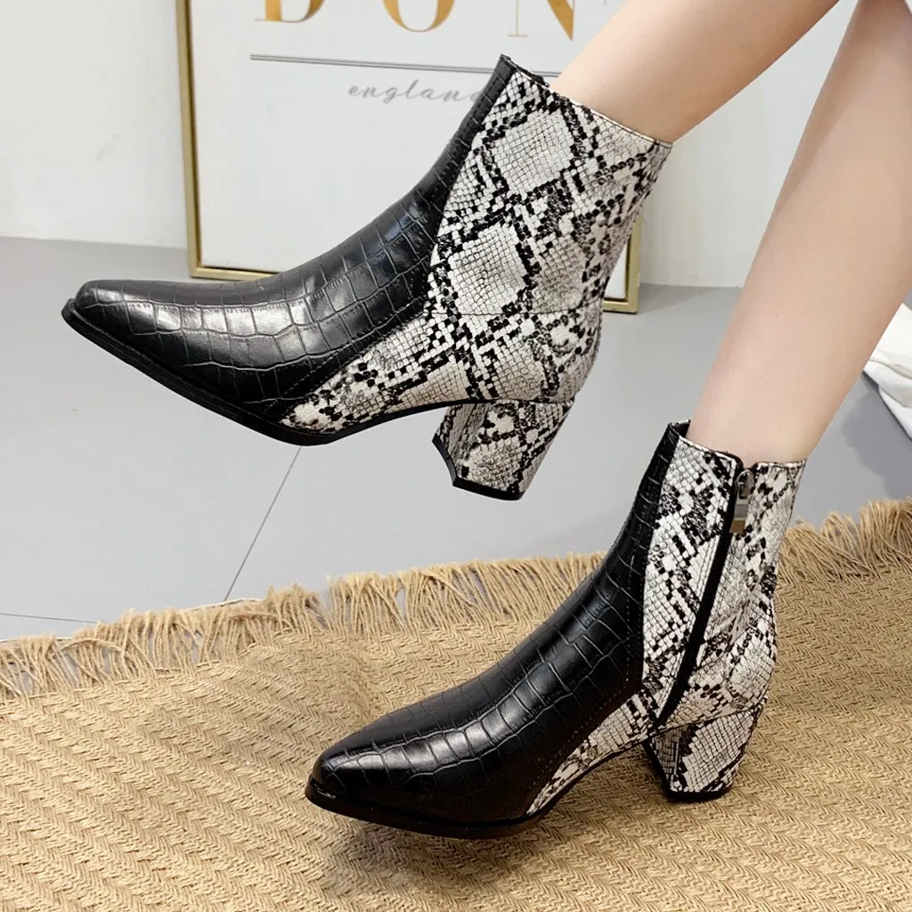 Зимние женские ботинки со змеиным узором зимние кроссовки на плоской платформе