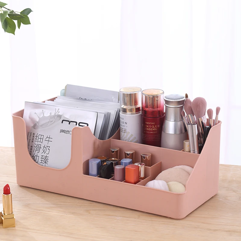 

Desktop Cosmetic Storage Box Plastic Makeup Organizer Lipstick Home Office Storage Rangement Maquillage Bedroom Organizer