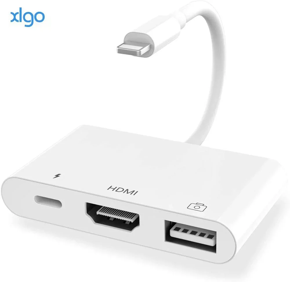 

HDMI Adapter for lightning to Charging AV HDMI/HDTV TV 1080P Digital USB Cable for iphone 8 X 11 ios 14 OTG HDMI Cable Adapter
