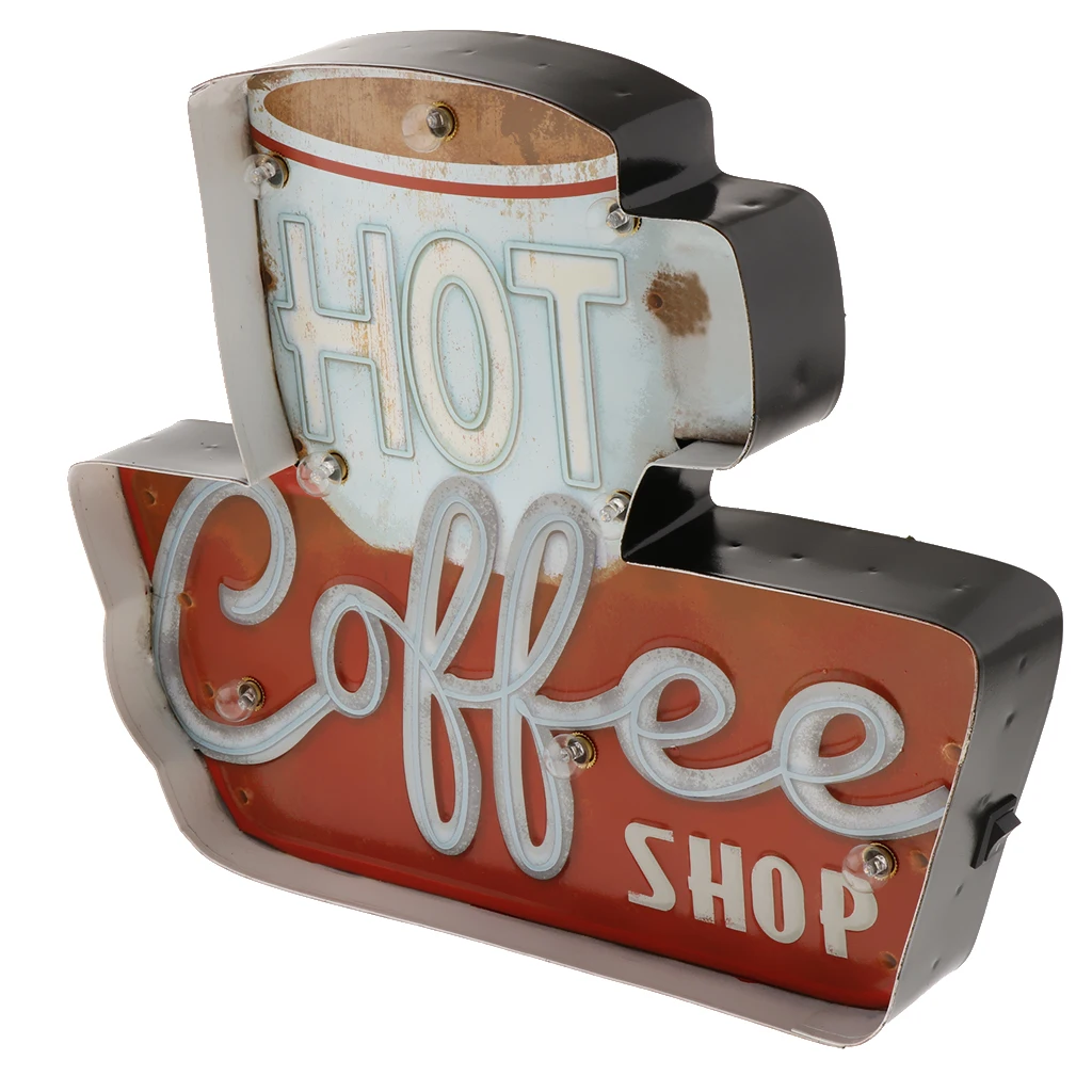 

Coffee Vintage Funny Metal Tin Sign Retro Cafe Bar Home Decor Metal Plaque LED