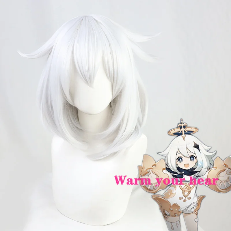 Ударопрочный парик для косплея Genshin серебристо-серый из синтетических волос