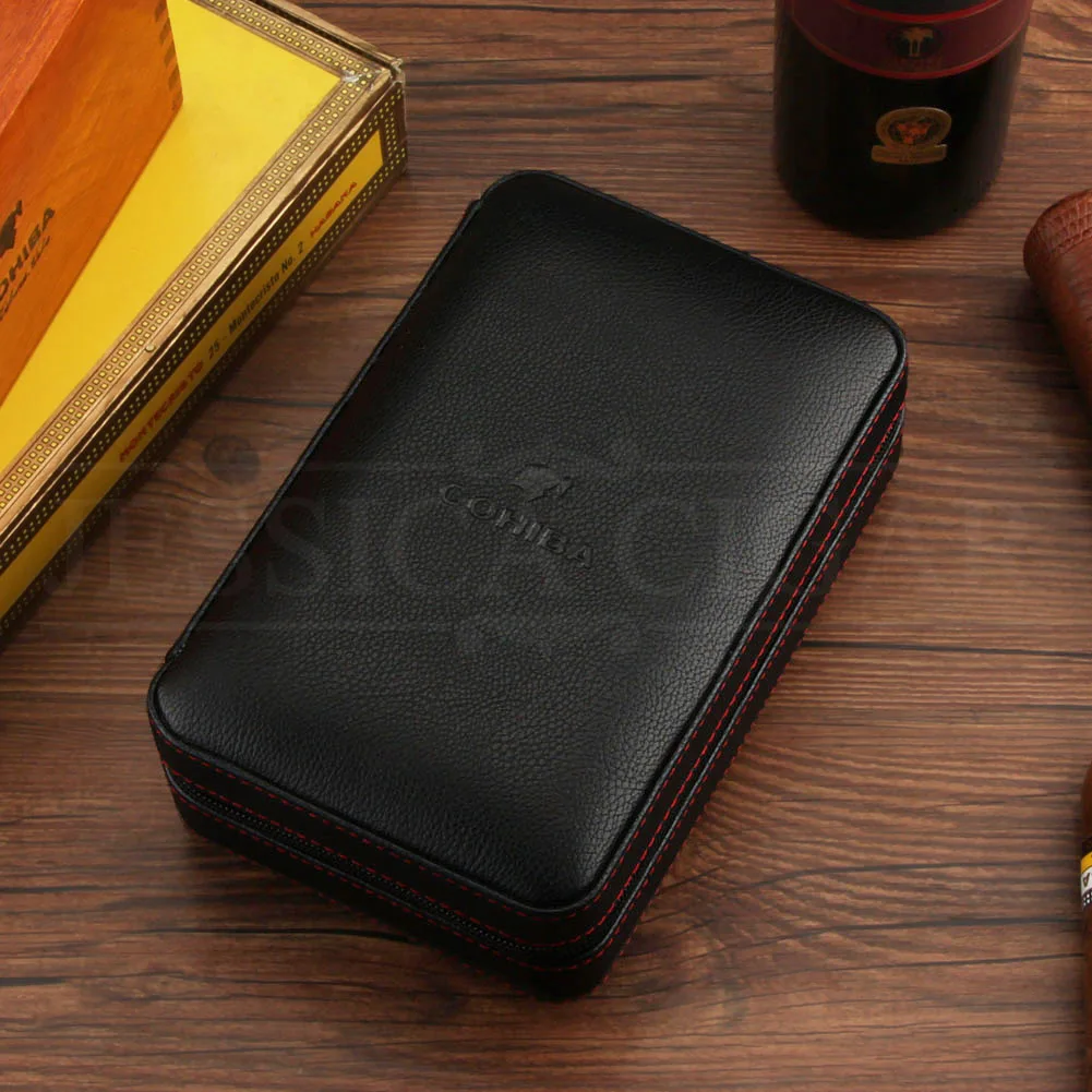 

Humidor Cigar Box Travel Cigar Case Leather Cedar Wood Cigar Humidor Box W/ Humidifier Cutter Puro Set Accessories
