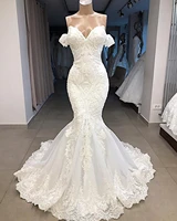 ivory v neck illusion applique embroidery lace trumpet sleevesless layered tull mermaid court wedding dress