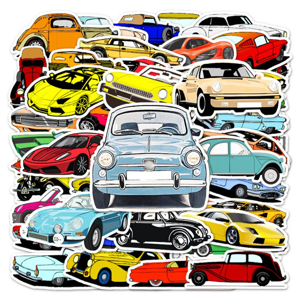 

10/30/50PCS Cartoon Retro Classic Racing Graffiti Hand Account Luggage Helmet Decoration Waterproof Stickers Toy Wholesale