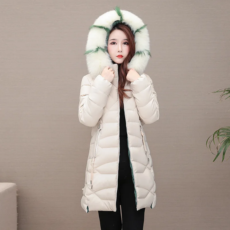 coats and jackets women winter new style female parka long cotton coat Slim big fur collar hooded cotton coat