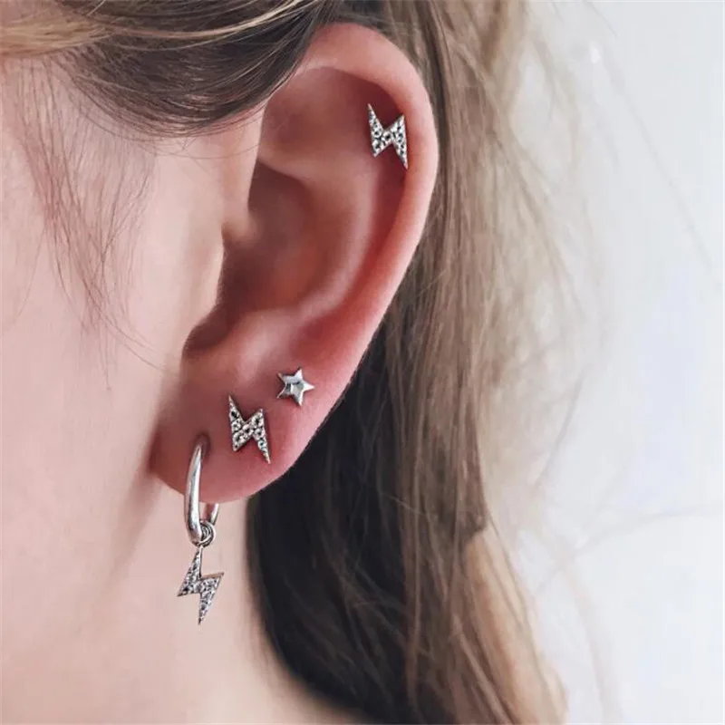 Женские серьги гвоздики из серебра 2019 пробы с фианитом|cute earrings|earrings silver 925earrings |