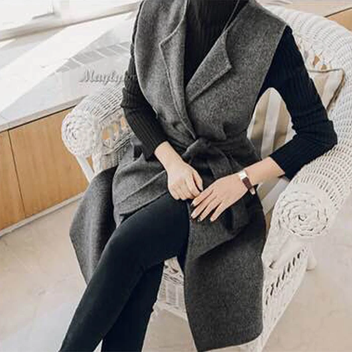 Размера плюс 5XL! Осенне-зимний шерстяной женский жилет средней длины с