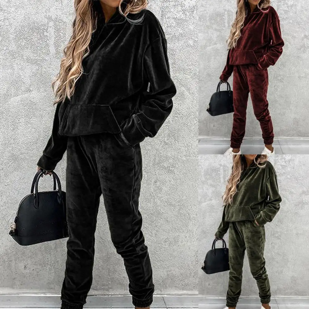 

Simple Sweatsuit Spring Activewear Suit Ankle Tied Soft Women Long Sleeve Hoodie Pants Sports Suit