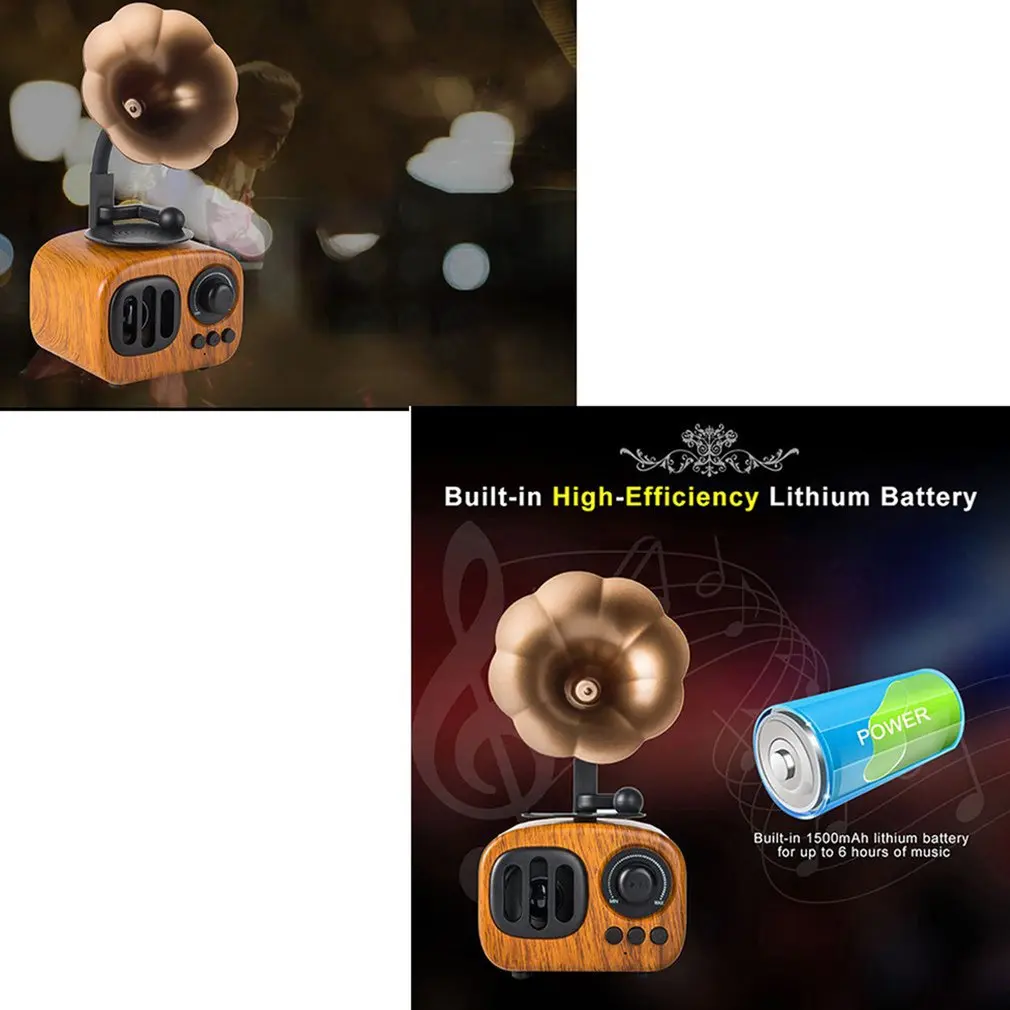 As90 Ретро труба стиль Bluetooth динамик беспроводной стерео сабвуфер Музыкальная