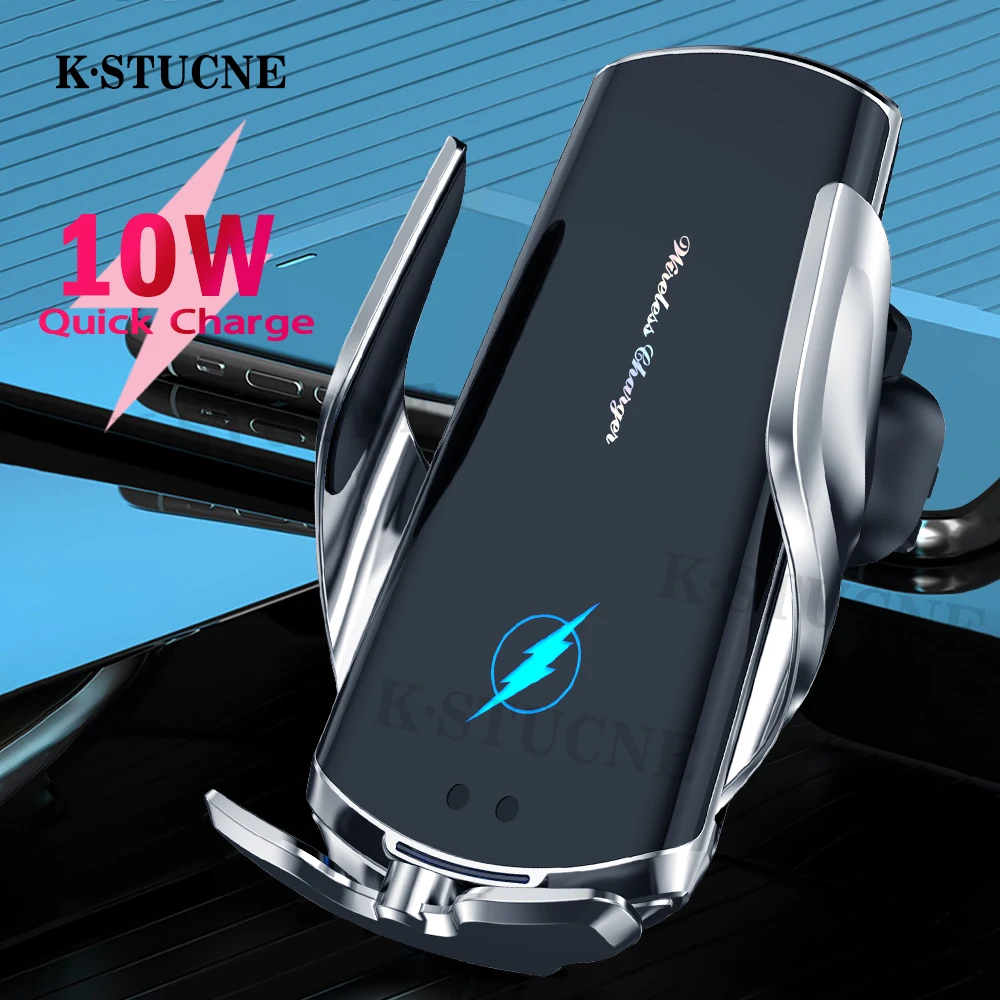 

Automatic 10W Qi Car Wireless Charger For iPhone 11 12 Pro Max Samsung S10 Xiaomi 9 10 Huawei P30 Bracket Wireless Fast Charging