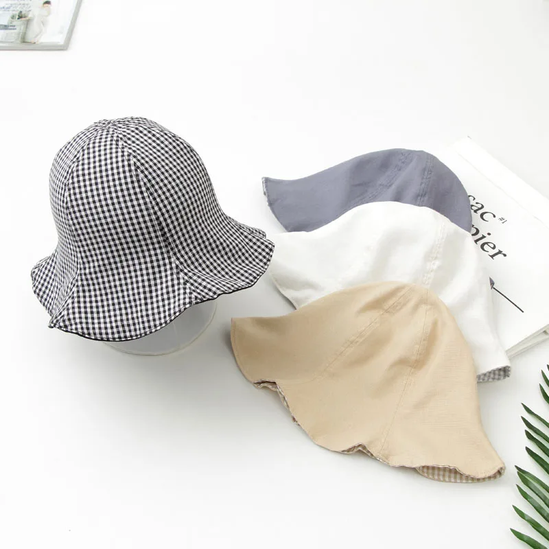 

Free shipping High Quality Bucket Hat Women Foldable Cotton Both sides Curving Brim Fishing Outdoor Sun Cap Hunting Visor Floppy