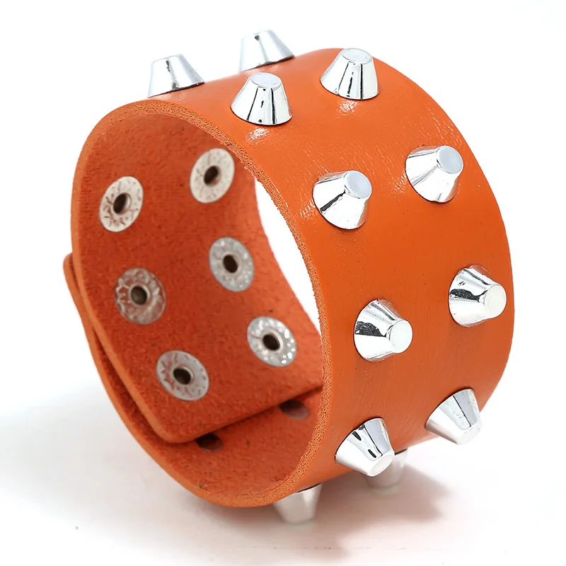 Металлический конусный стад кожаный браслет с заклепками Ретро стиль панк 5