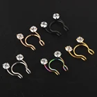 JUNLOWPY Поддельные кольца для носа из искусственной перегородки 20 г Нержавеющая Сталь Хрустальный пирсинг из искусственной кожи пирсинг ювелирные изделия для женщин и мужчин 50 шт.100 шт.