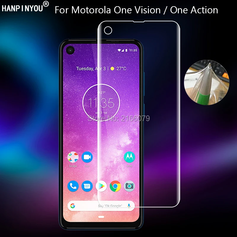 Для Motorola One Vision Action Clear TPU/матовая анти-отпечатки пальцев гидрогель полное
