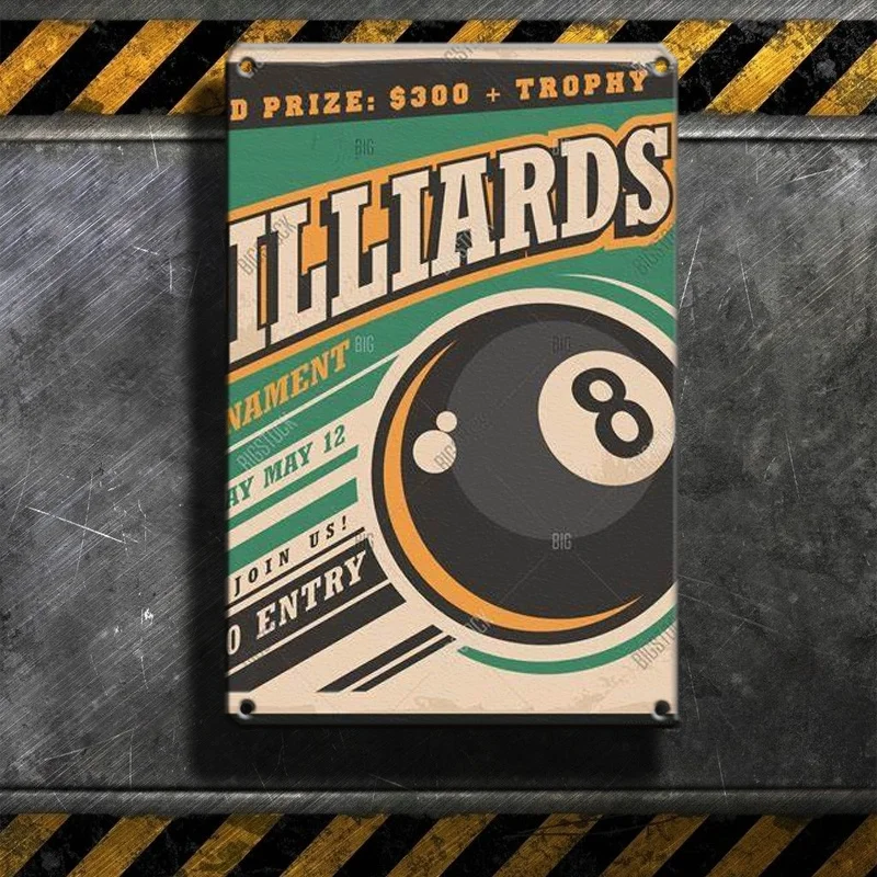 

Billards Metal Sign Tin Art Painting Wall Decor