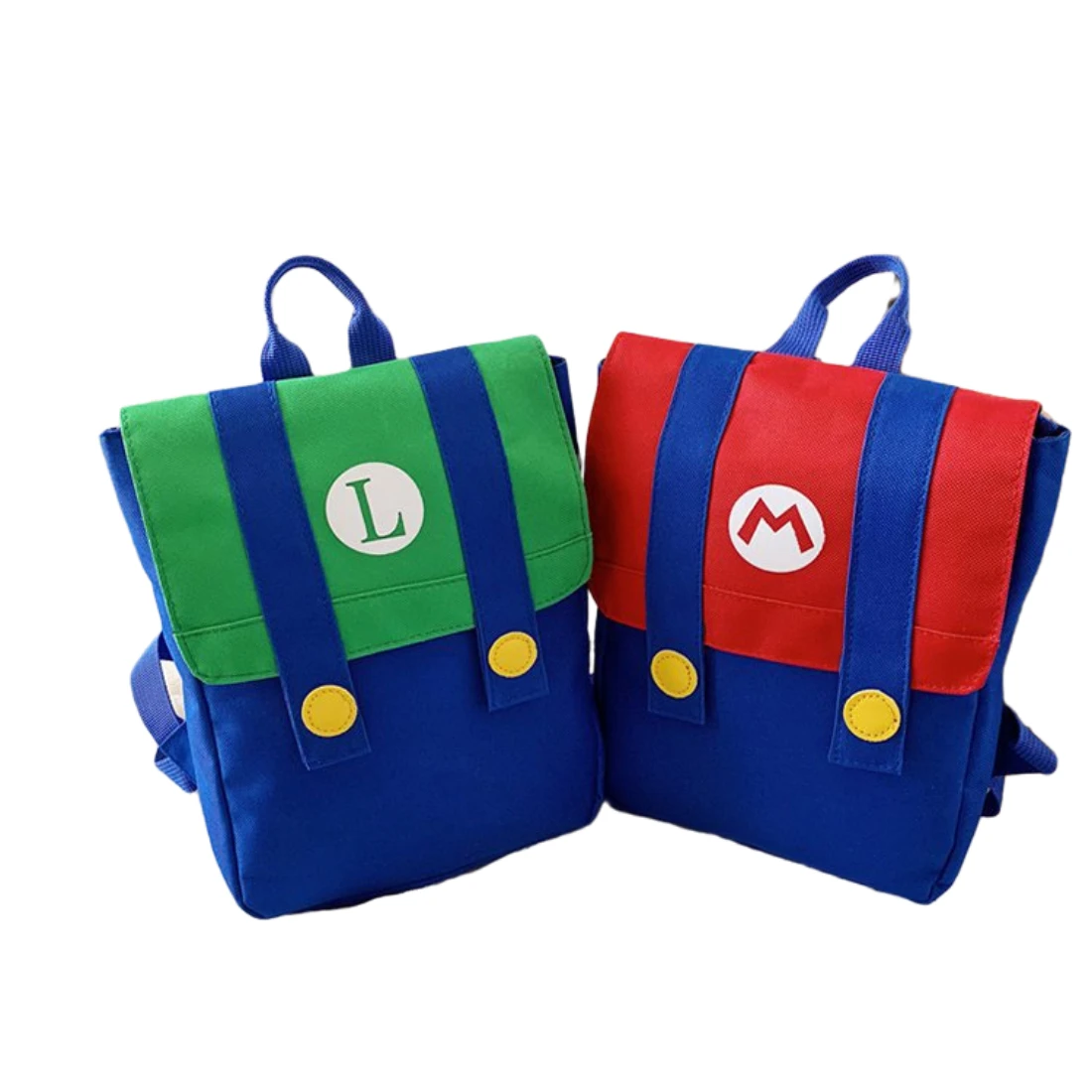 Juego de animación para niños y adultos, mochila escolar con letras rojo y azul M, Luigi brothers, regalo