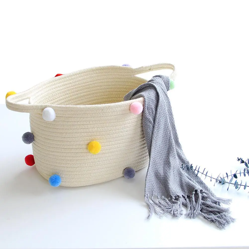 Складная корзина для хранения белья Ins стиль тканая хлопковая веревочная