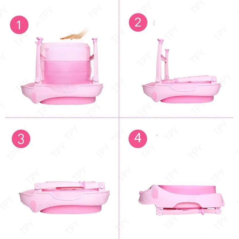 

Baby Tub Folding Infant Bathtub Newborn Baby Folding Bath Tub Easy To Take for 0-10 years PP Plastic Bath Bucket Cute Dog Style