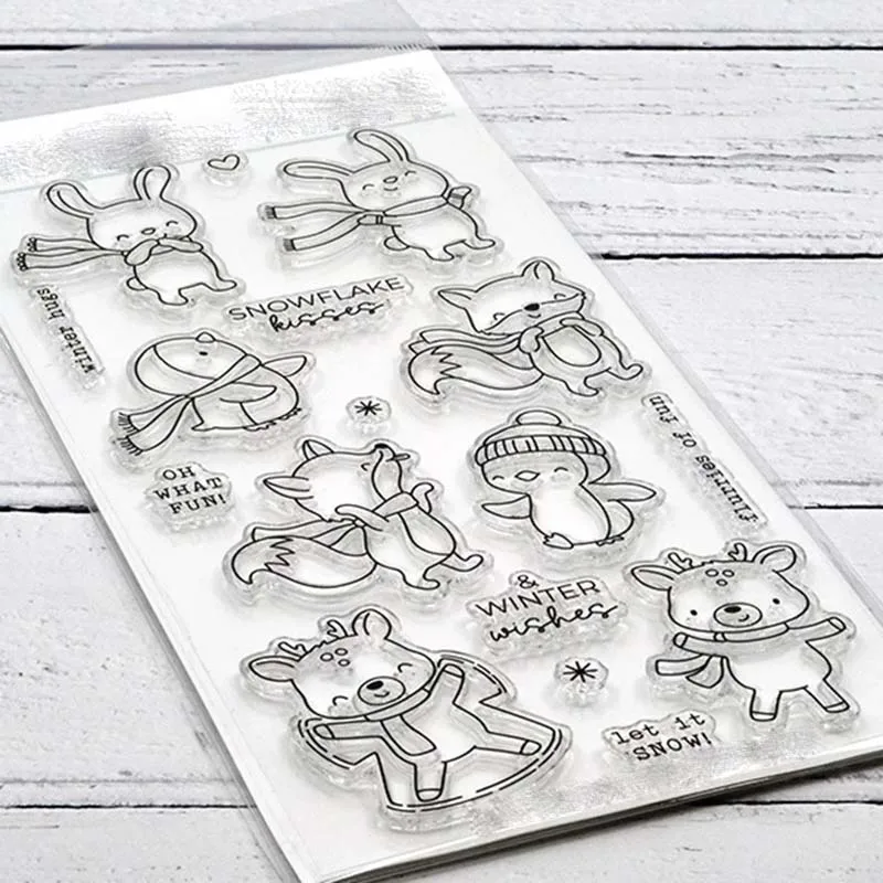 С рисунком пингвина и олень металлический Трафаретный вырубной штамп прозрачные