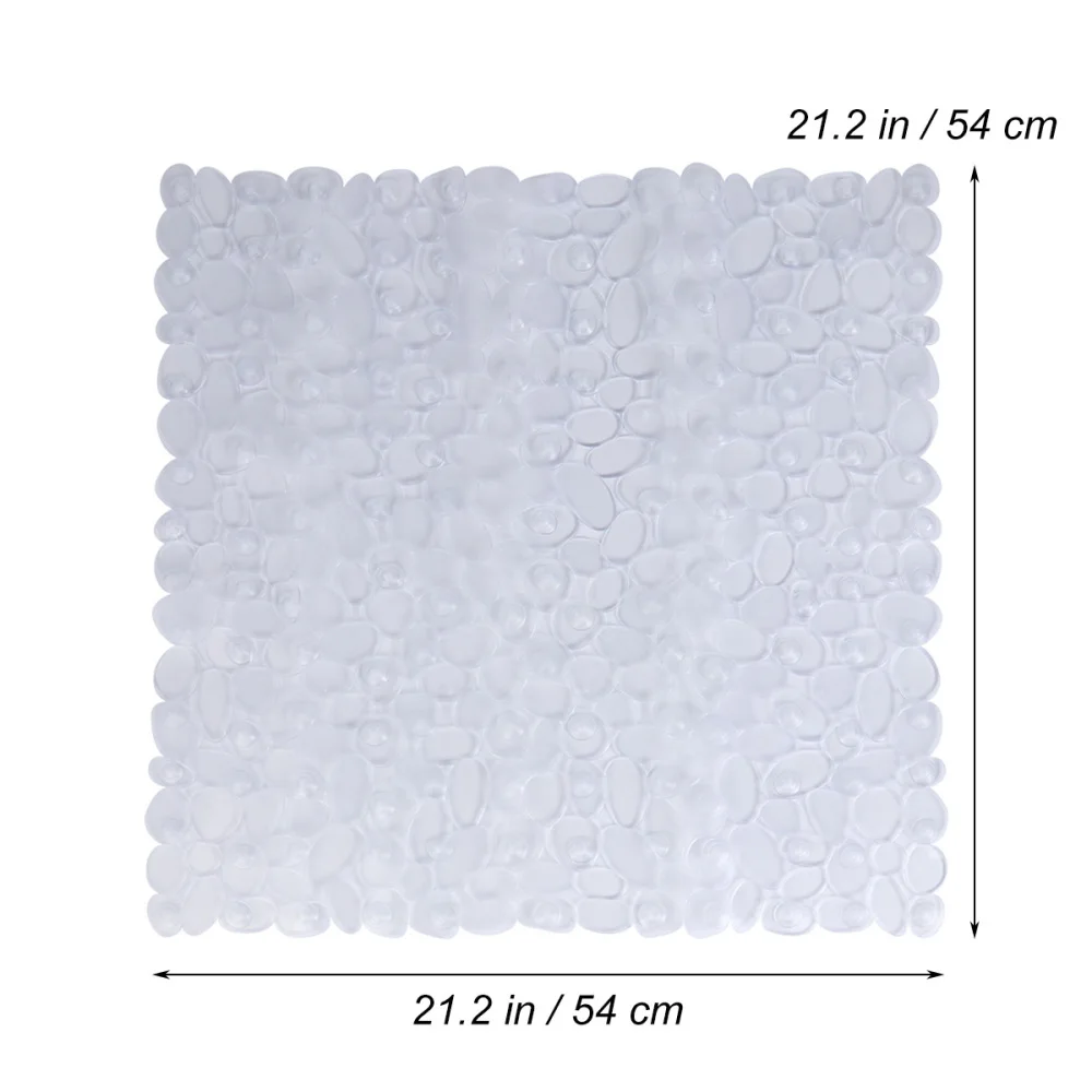 

Bath Non-Slip Mat Square Cobblestone Bath Shower Safety Mats PVC Anti-Bacterial Resistant Antiskid Mat (Clear)