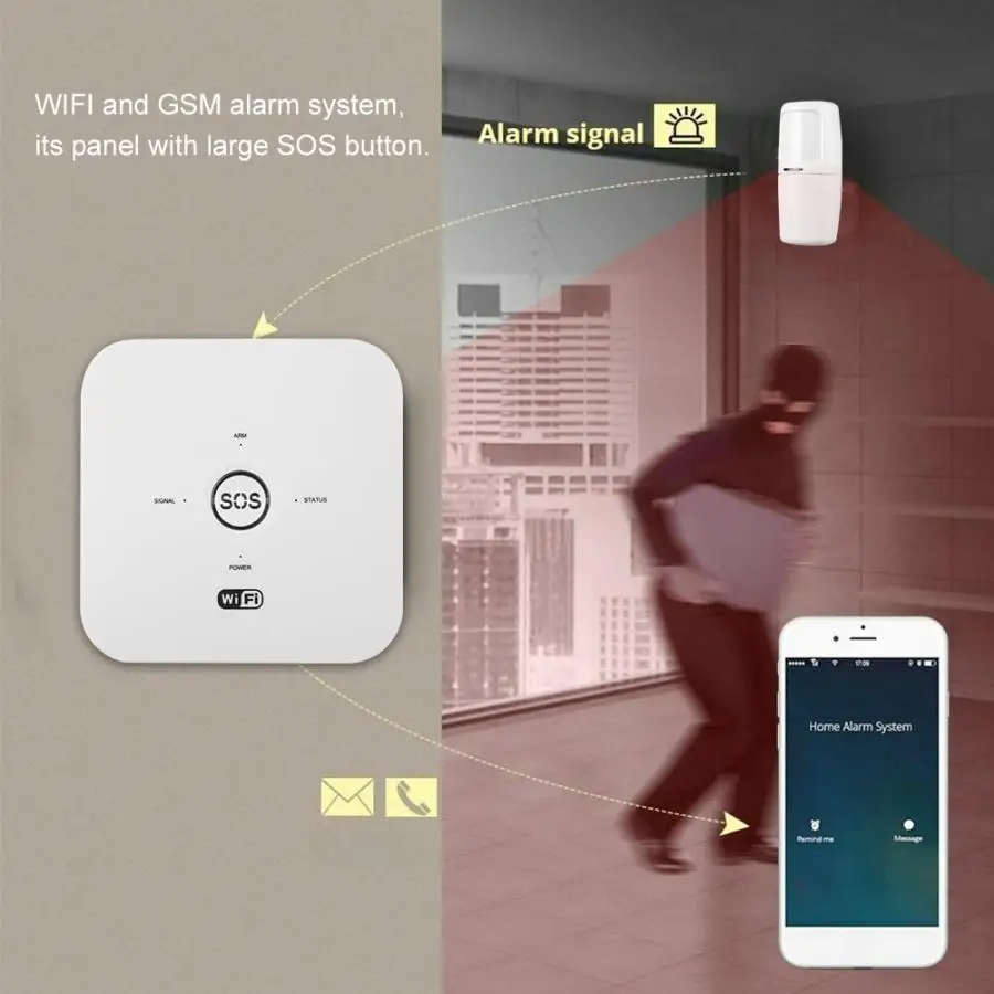 Tuya Smart wifi GSM домашняя система сигнализации PIR для Alexa Google Assistant 100 240V alarmas de seguridad