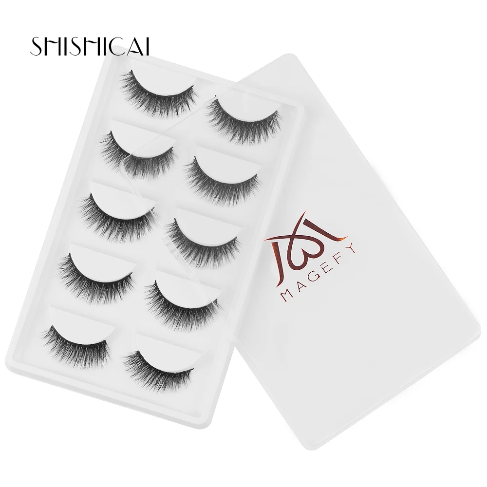 SHISHICAI 5 пар 3D норковые ресницы натуральные Длинные Накладные ручной работы мягкие