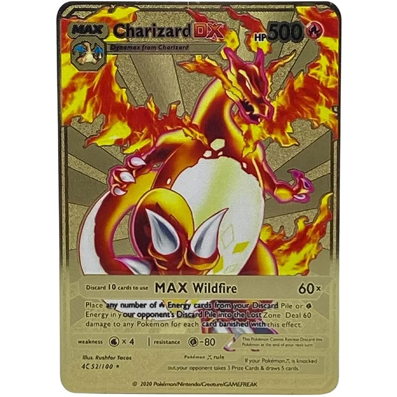 

8,8*6,3 см Charizard DX 500 Коллекционеров Карт Редкие блестящие карты игрушки для детей