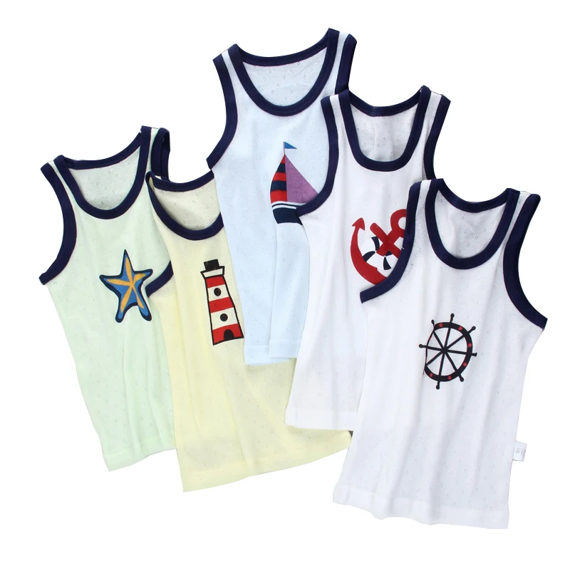 Детские топы с бретельками Sleeveless100 % хлопковые кофточки жилеты для мальчиков