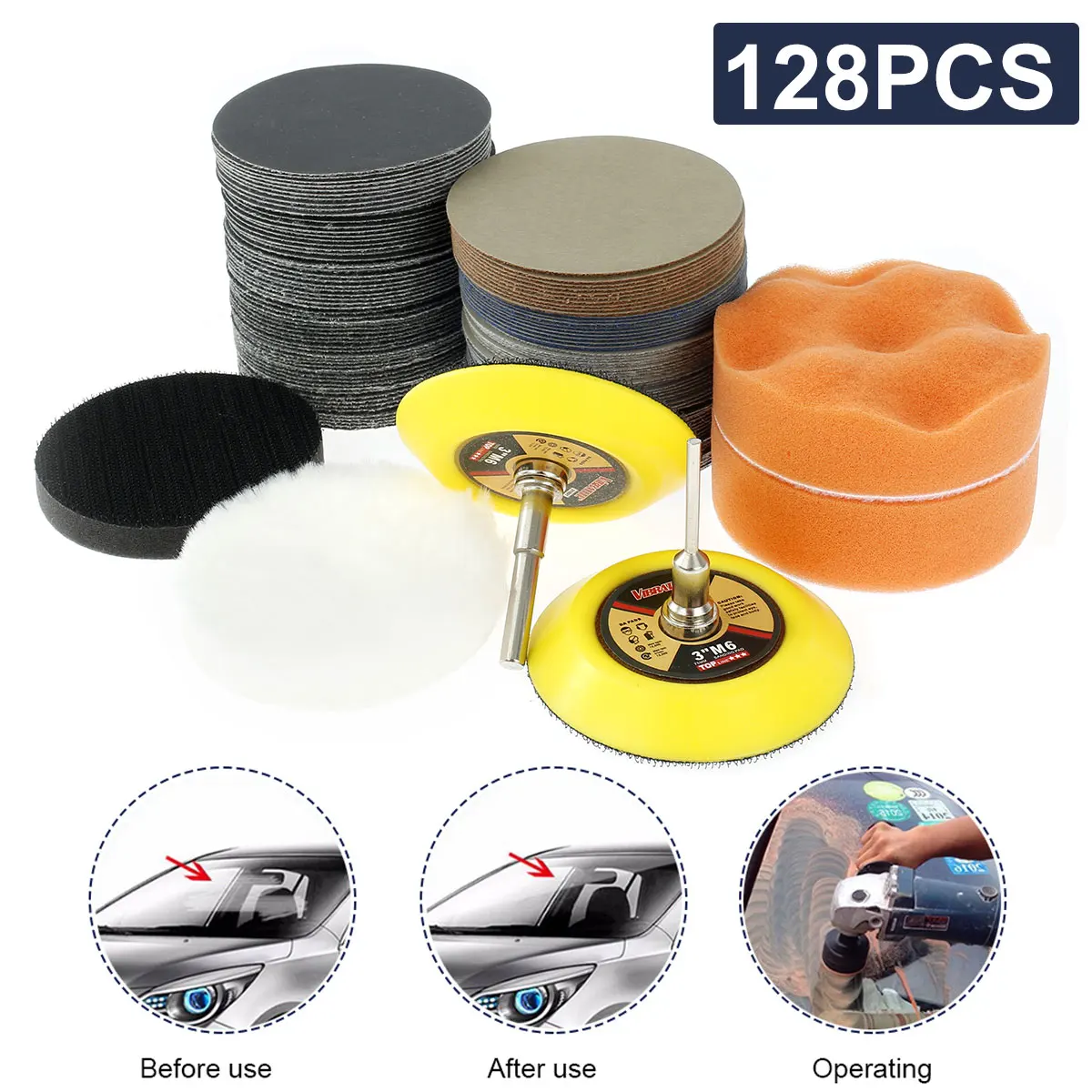 

For Surface Polish Burr Finish Rust Paint 128Pcs Sanding Disc Silicon Carbide Surface Conditioning Disc Round Sanding Disc Paper