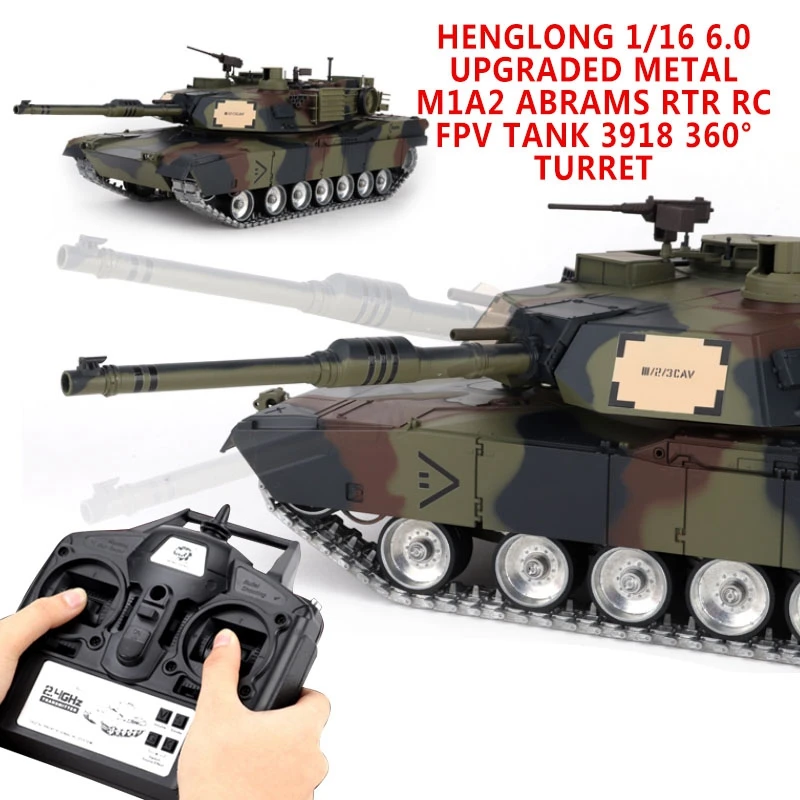 Henglong 1/16 6 0 класс d металл M1A2 Abrams RTR RC FPV Танк 3918 360 градусов револьверный хобби